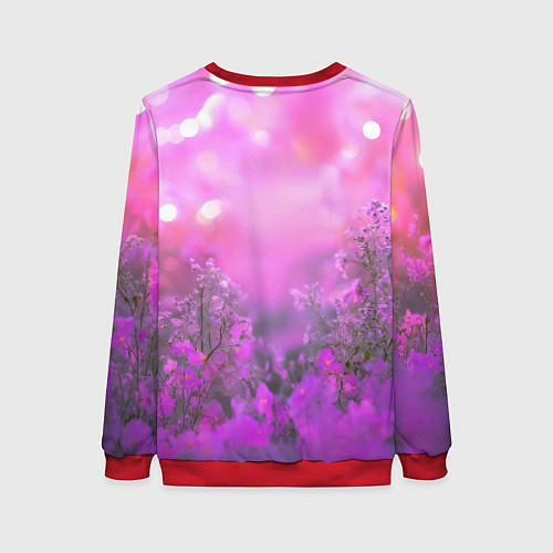Женский свитшот Сова на блестящем фоне / 3D-Красный – фото 2