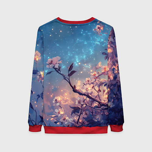 Женский свитшот Сова на фоне ночного неба / 3D-Красный – фото 2