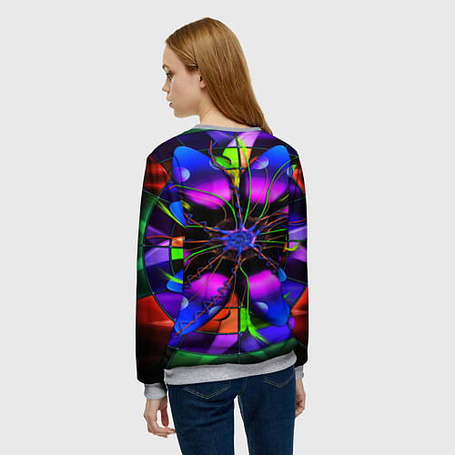 Женский свитшот Неоновая психоделика лепестки / 3D-Меланж – фото 4