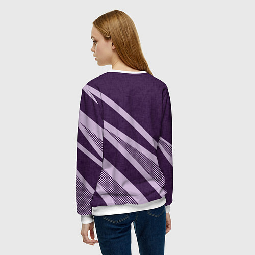 Женский свитшот Фиолетовый абстрактный с полосой / 3D-Белый – фото 4
