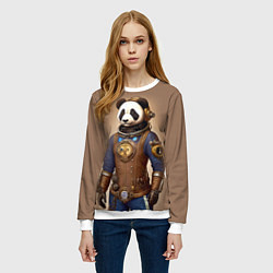 Свитшот женский Крутой панда в стиле стимпанк, цвет: 3D-белый — фото 2