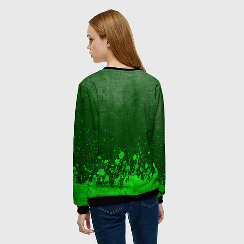 Женский свитшот Volkswagen - green gradient посередине / 3D-Черный – фото 4