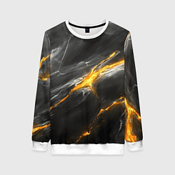 Свитшот женский Серая текстура с золотым разломом, цвет: 3D-белый