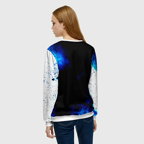 Женский свитшот Ведьмак лого синие краски / 3D-Белый – фото 4