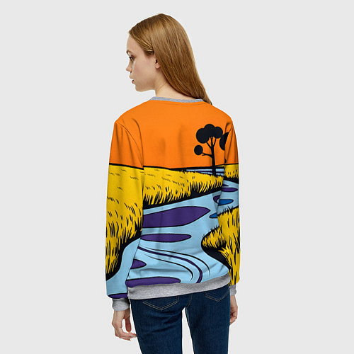 Женский свитшот Пейзаж с фантастической природой / 3D-Меланж – фото 4