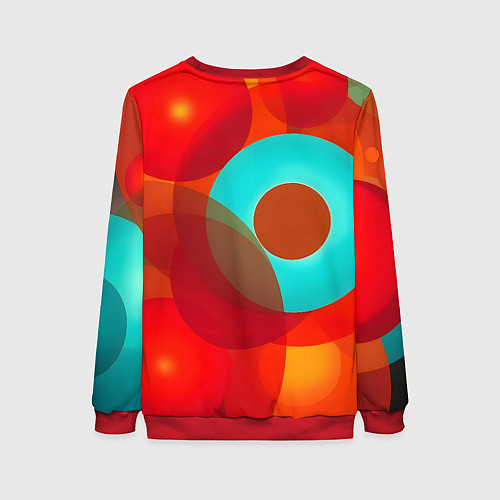 Женский свитшот Оптическая абстракция с кругами / 3D-Красный – фото 2