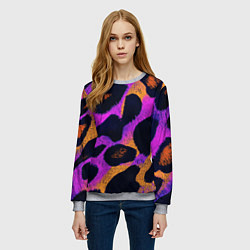 Свитшот женский Неоновый леопардовый узор, цвет: 3D-меланж — фото 2