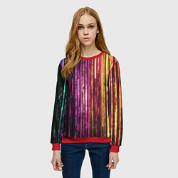 Свитшот женский Неоновый и переливающийся киберпанк узор, цвет: 3D-красный — фото 2