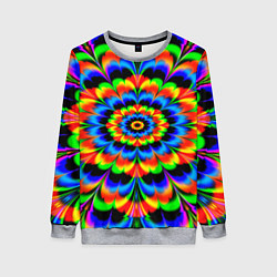 Свитшот женский Оптические иллюзии психоделика, цвет: 3D-меланж