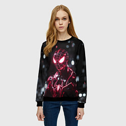 Свитшот женский Человек-паук в красно-черном костюме, цвет: 3D-черный — фото 2