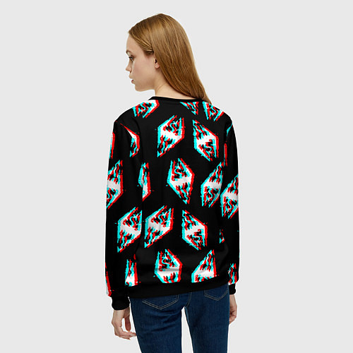 Женский свитшот Skyrim glitch logo patten / 3D-Черный – фото 4