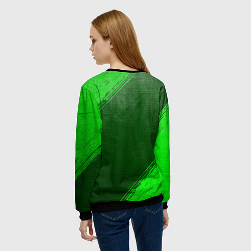 Женский свитшот Cyberpunk 2077 - green gradient / 3D-Черный – фото 4