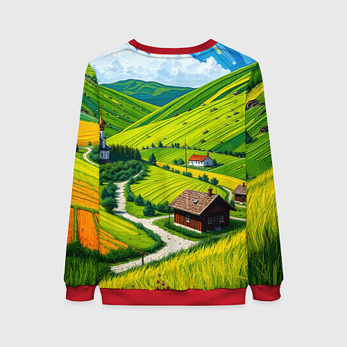 Женский свитшот Русская душа и поле / 3D-Красный – фото 2