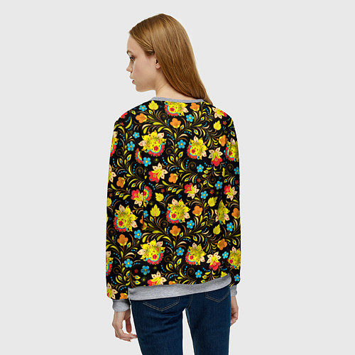 Женский свитшот Хохлома цветы / 3D-Меланж – фото 4