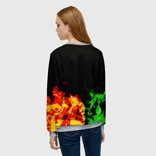 Женский свитшот Амонг ас огненная текстура / 3D-Меланж – фото 4