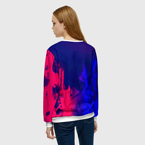 Женский свитшот Sally face neon flame / 3D-Белый – фото 4