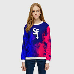 Свитшот женский Sally face neon flame, цвет: 3D-белый — фото 2