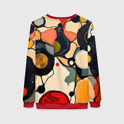 Женский свитшот Абстракция с кругами и краской / 3D-Красный – фото 2