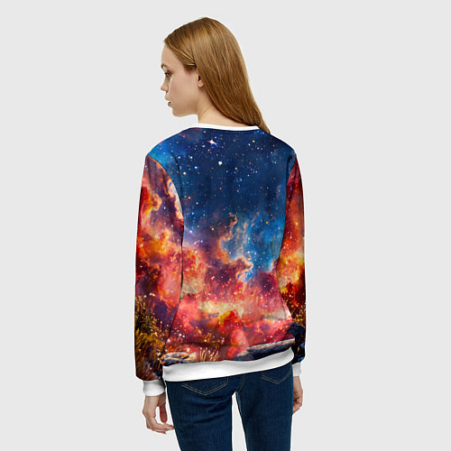 Женский свитшот Корги и космическое небо / 3D-Белый – фото 4