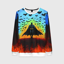 Свитшот женский Бэтмен и летучие мыши, цвет: 3D-белый