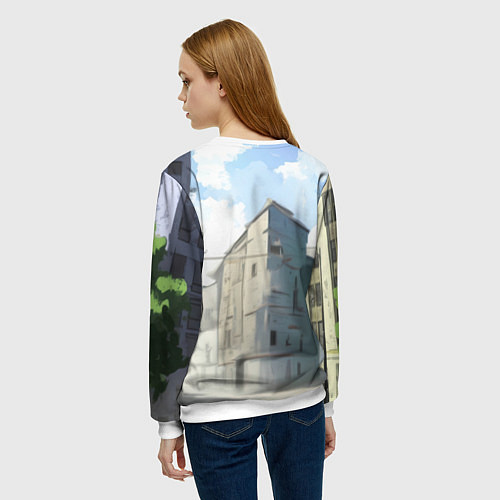 Женский свитшот Бэтмен стоит на улице / 3D-Белый – фото 4