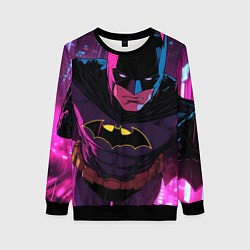 Свитшот женский Бэтмен в фиолетовом свете, цвет: 3D-черный