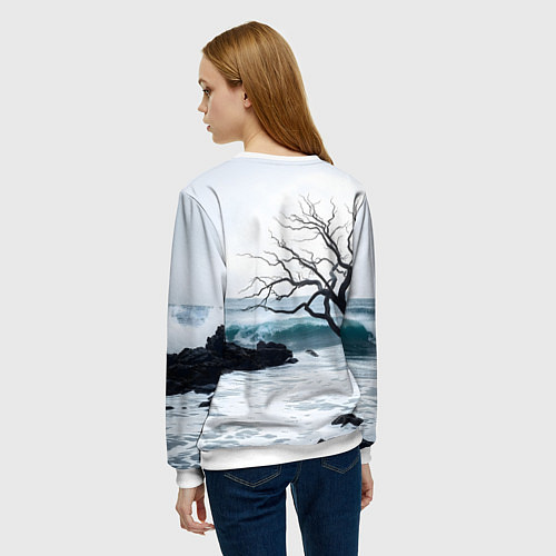 Женский свитшот Дерево в море / 3D-Белый – фото 4