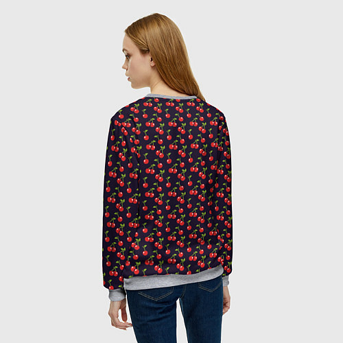 Женский свитшот Паттерн с ягодами вишни / 3D-Меланж – фото 4