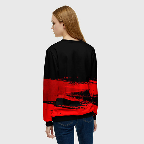 Женский свитшот In Flames - red gradient посередине / 3D-Черный – фото 4