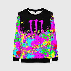 Свитшот женский Monster energy краски неоновые, цвет: 3D-черный
