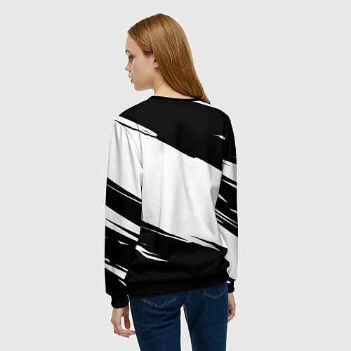 Женский свитшот PUBG черно белые краски / 3D-Черный – фото 4