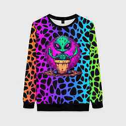 Свитшот женский Кактус инопланетянин, цвет: 3D-черный