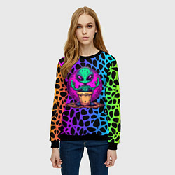 Свитшот женский Кактус инопланетянин, цвет: 3D-черный — фото 2