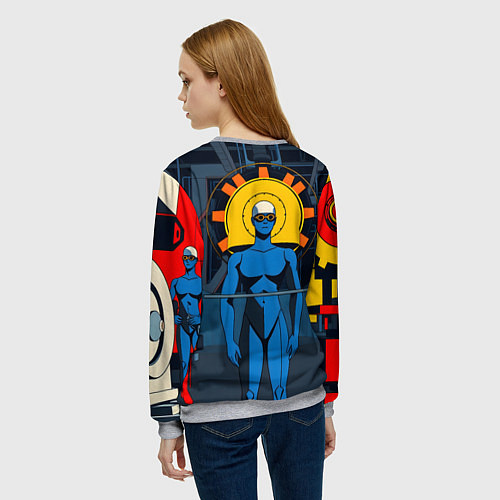 Женский свитшот Ретро фантастика / 3D-Меланж – фото 4