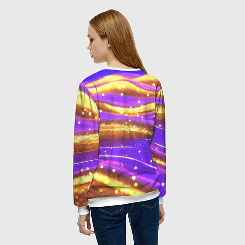 Женский свитшот Блестящая волнистая текстура / 3D-Белый – фото 4