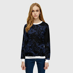 Свитшот женский Синий дракон на черном, цвет: 3D-белый — фото 2