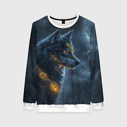 Свитшот женский Волк фэнтези стиль, цвет: 3D-белый