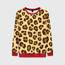 Свитшот женский Паттерн с пятнами леопарда, цвет: 3D-красный
