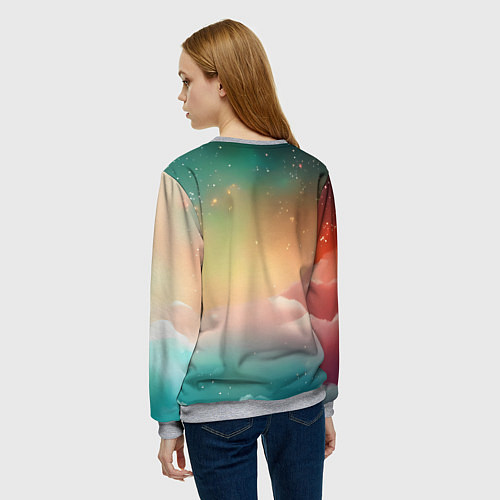 Женский свитшот Милый лисенок спит на облаке / 3D-Меланж – фото 4