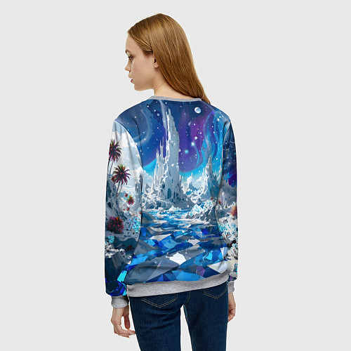 Женский свитшот Космический фантастический пейзаж / 3D-Меланж – фото 4