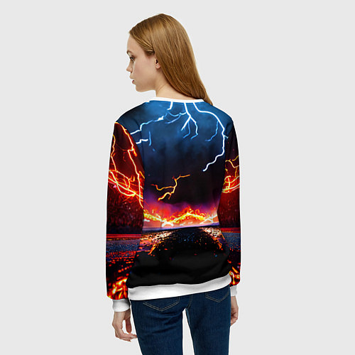 Женский свитшот Футбольный мяч в молниях / 3D-Белый – фото 4