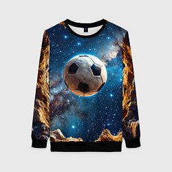 Свитшот женский Футбольный мяч в космосе, цвет: 3D-черный