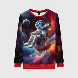 Свитшот женский Космонавт далматинец в неоновой галактике, цвет: 3D-красный