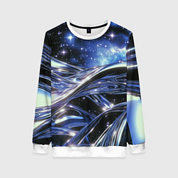 Свитшот женский Закрученные линии и звезды - космическая абстракци, цвет: 3D-белый