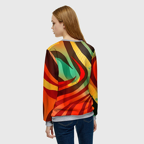 Женский свитшот Жаркая полосатая абстракция / 3D-Меланж – фото 4