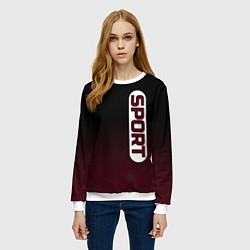 Свитшот женский Sport чёрно-розовый текстурный градиент, цвет: 3D-белый — фото 2