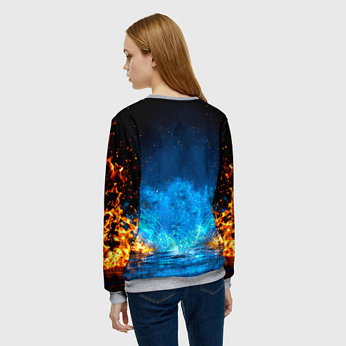 Женский свитшот Боец крав-мага в синем пламени / 3D-Меланж – фото 4