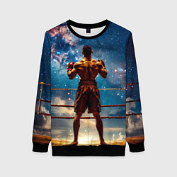 Свитшот женский Тайский боксер в космосе, цвет: 3D-черный