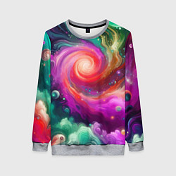 Свитшот женский Космическая неоновая фантазия - нейроарт, цвет: 3D-меланж