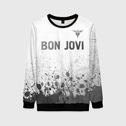 Свитшот женский Bon Jovi - white gradient посередине, цвет: 3D-черный
